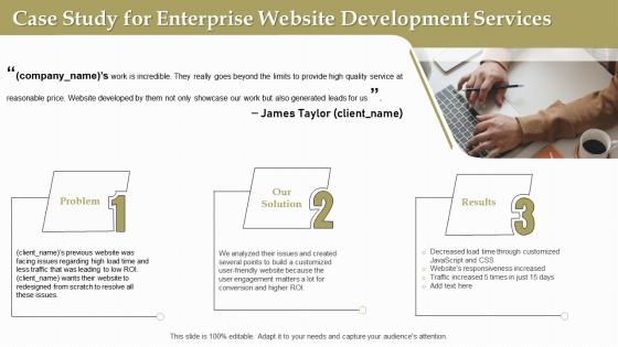 Case study for enterprise website development services ppt slides graphics