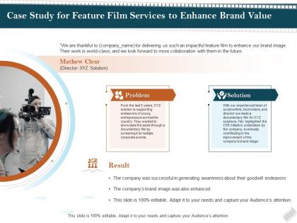 Case study for feature film services to enhance brand value ppt topics