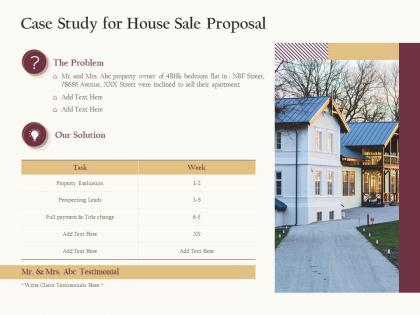 Case study for house sale proposal ppt powerpoint presentation summary skills