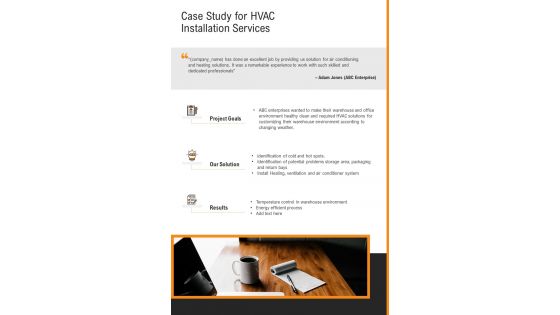 Case Study For HVAC Installation Services One Pager Sample Example Document