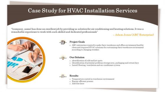 Case study for hvac installation services ppt slides deck