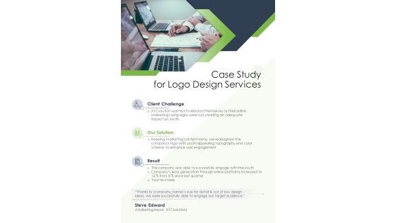 Case Study For Logo Design Services One Pager Sample Example Document
