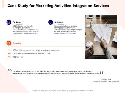 Case study for marketing activities integration services ppt powerpoint slides deck