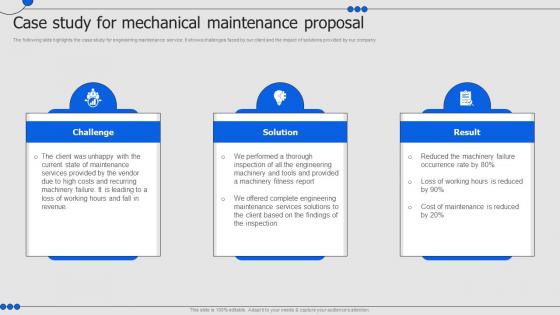 Case Study For Mechanical Maintenance Proposal Ppt Slides Model