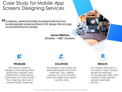 Case study for mobile app screens designing services improved significantly ppt presentation show