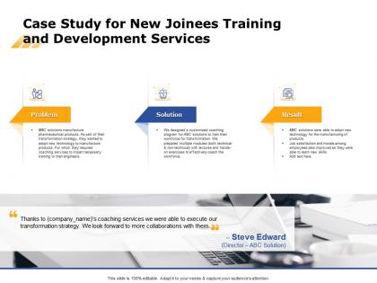 Case study for new joinees training and development services ppt brochure