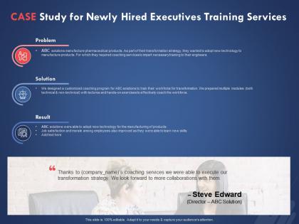 Case study for newly hired executives training services ppt powerpoint presentation model show
