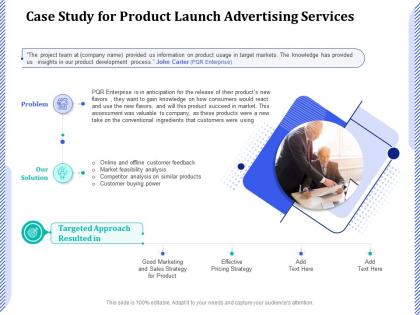 Case study for product launch advertising services ppt powerpoint topics