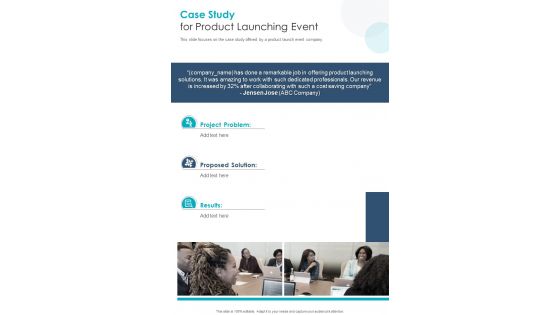 Case Study For Product Launching Event One Pager Sample Example Document