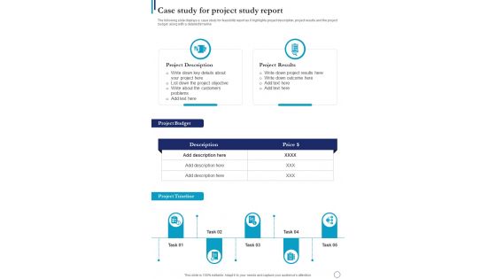 Case Study For Project Study Report One Pager Sample Example Document