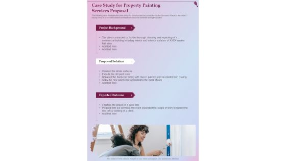 Case Study For Property Painting Services Proposal One Pager Sample Example Document