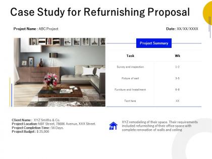 Case study for refurnishing proposal ppt powerpoint presentation icon