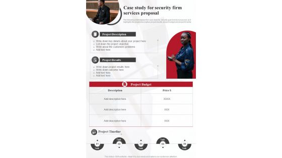 Case Study For Security Firm Services Proposal One Pager Sample Example Document