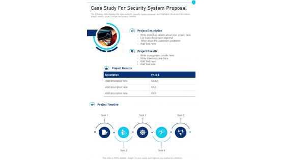 Case Study For Security System Proposal One Pager Sample Example Document