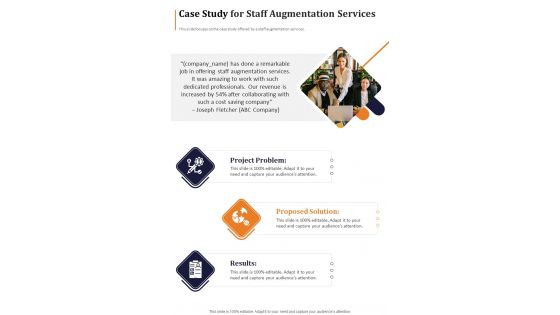 Case Study For Staff Augmentation Services One Pager Sample Example Document