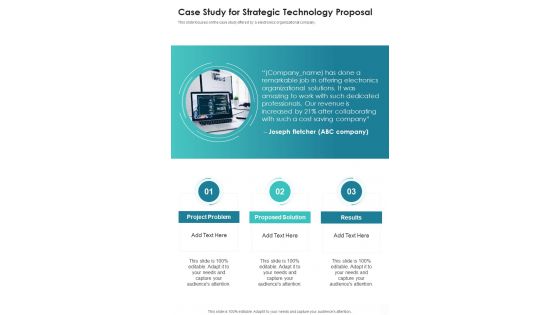Case Study For Strategic Technology Proposal One Pager Sample Example Document