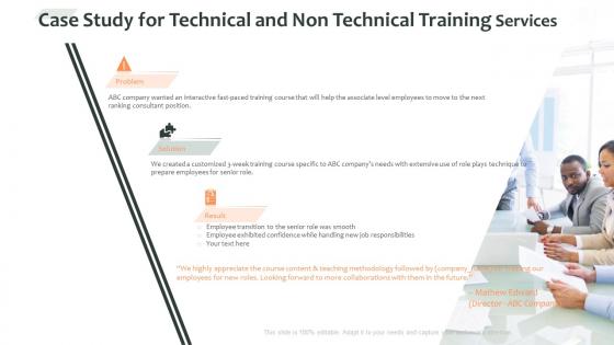 Case study for technical and non technical training services ppt slides cost