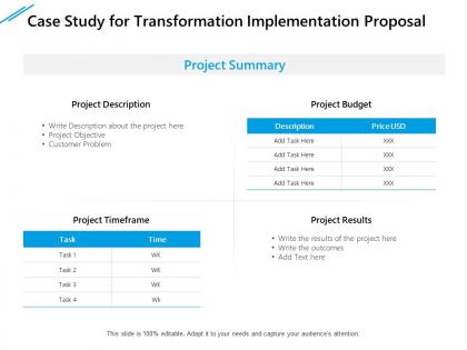 Case study for transformation implementation proposal ppt portfolio graphic tips
