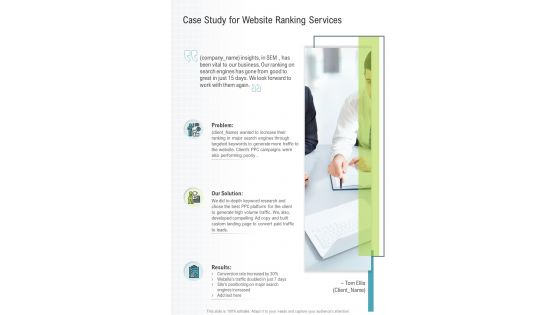 Case Study For Website Ranking Services One Pager Sample Example Document