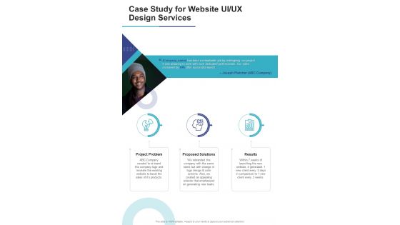 Case Study For Website UI UX Design Services One Pager Sample Example Document