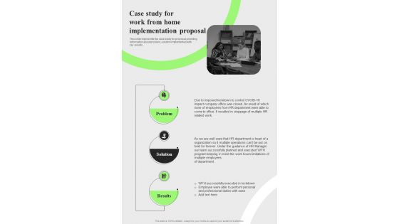 Case Study For Work From Home Implementation One Pager Sample Example Document