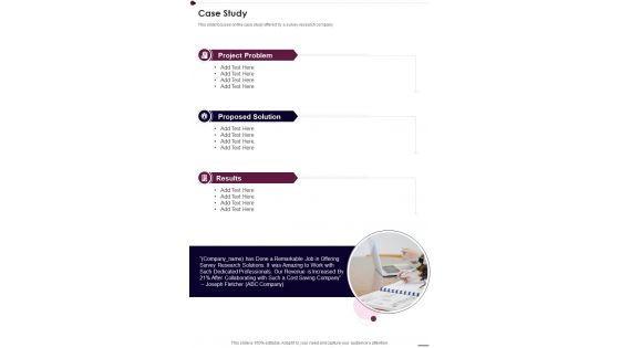 Case Study Market Research Services Proposal One Pager Sample Example Document