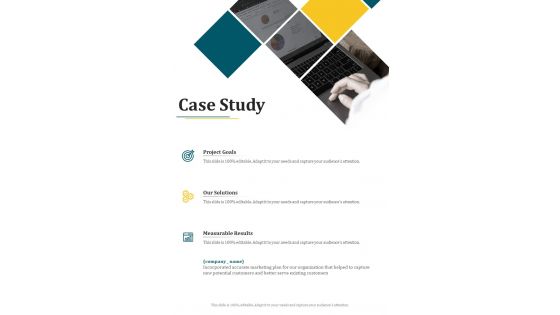 Case Study Marketing And Its Future Metrics Proposal One Pager Sample Example Document