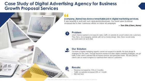 Case study of digital advertising agency for business growth proposal services