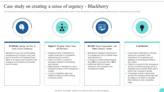 Case Study On Creating A Sense Of Urgency Blackberry Kotters 8 Step Model Guide CM SS
