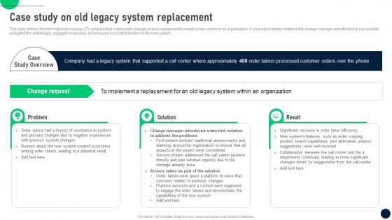 Case Study On Old Legacy Change Control Process To Manage In It Organizations CM SS