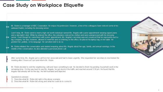 Case Study On Workplace Etiquette Training Ppt