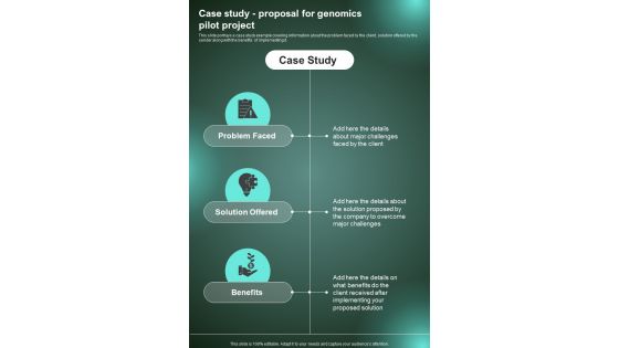 Case Study Proposal For Genomics Pilot Project One Pager Sample Example Document