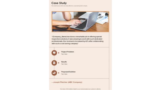Case Study Special Investigation Services Proposal One Pager Sample Example Document