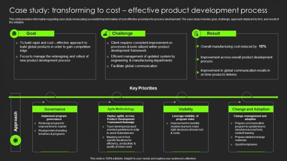Case Study Transforming To Cost Effective Product Development Process Building Substantia