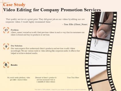 Case study video editing for company promotion services ppt file slides