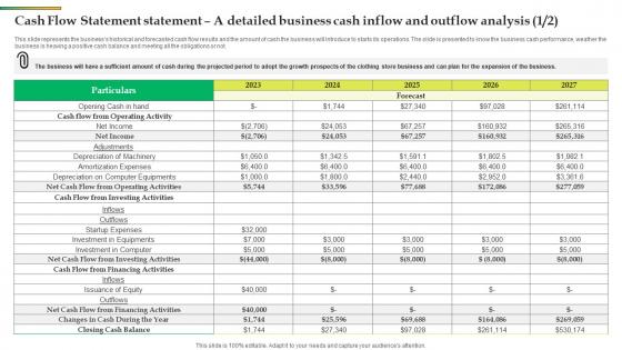 Cash Flow Statement Statement A Detailed Business Office Stationery Business BP SS