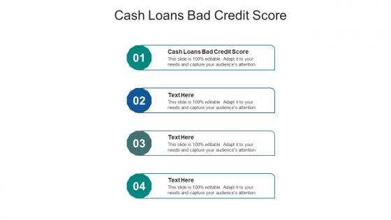 Cash loans bad credit score ppt powerpoint presentation infographic template model cpb