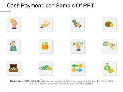 Cash payment icon sample of ppt