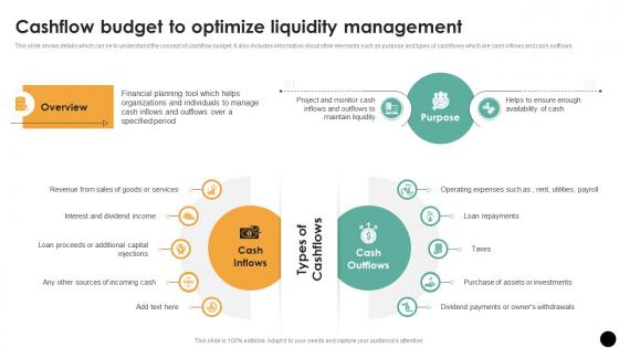 Cashflow Budget To Optimize Liquidity Management Budgeting Process For Financial Wellness Fin SS