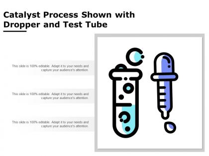 Catalyst process shown with dropper and test tube