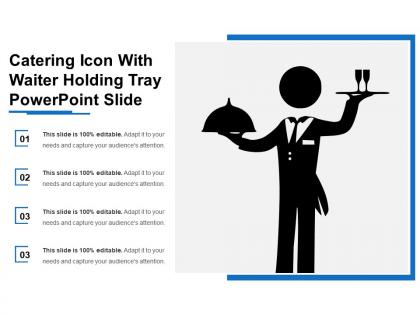 Catering icon with waiter holding tray powerpoint slide