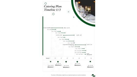 Catering Plan Timeline One Pager Sample Example Document