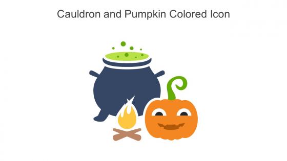 Cauldron And Pumpkin Colored Icon In Powerpoint Pptx Png And Editable Eps Format