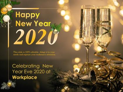 Celebrating new year eve 2020 at workplace ppt infographics