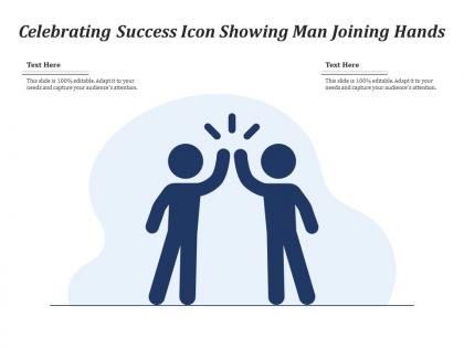 Celebrating success icon showing man joining hands
