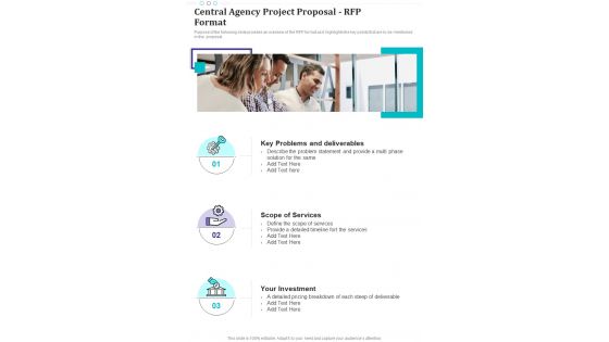 Central Agency Project Proposal Rfp Format One Pager Sample Example Document