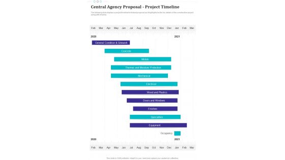 Central Agency Proposal Project Timeline One Pager Sample Example Document
