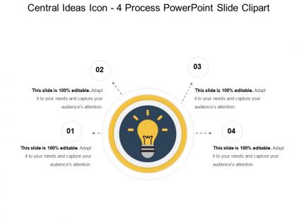 Central ideas icon 4 process powerpoint slide clipart