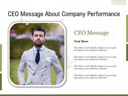 Ceo message about company performance
