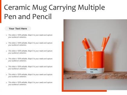 Ceramic mug carrying multiple pen and pencil